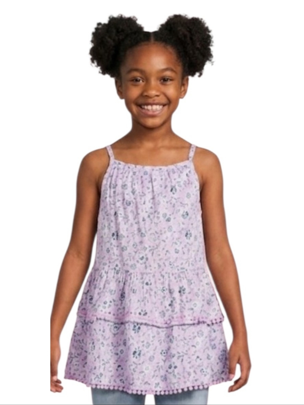 Wonder Nation Floral Tiered Ruffle tank Purple Size M (7/8)